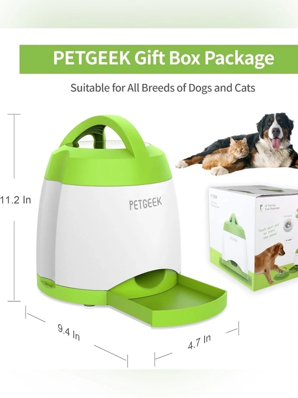 Dog Treat Dispenser w/ Button Automatic Dog Feeder Remote Control IQ Training